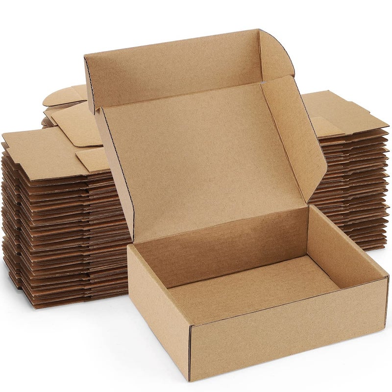 Poever Shipping Boxes 7x5x2 inches Brown Small Mailing Boxes 25 Pack Cardboard Corrugated Box Mailers - Image 1